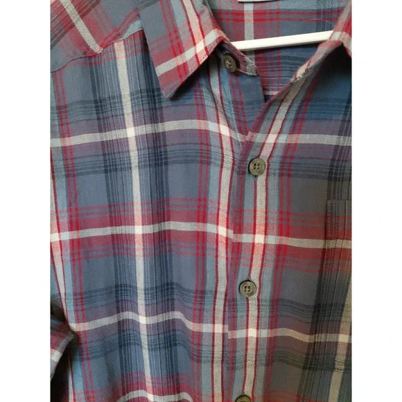 Columbia Flannel Shirt Men Plaid Blue Long Sleeve Button Up Size L - Picture 2 of 6